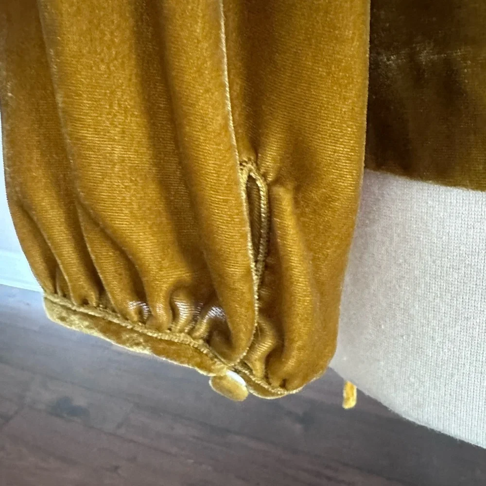 J. Crew Blouse Faux Wrap Holiday Party Drapey Velvet Golden Amber Women's 14 - Picture 8 of 14